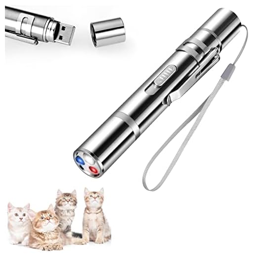 VSSHE Kattenspeelgoed LED-aanwijzer, 7 in 1 USB Oplaadbare Katten- en Hondenspeelgoed, 5 Patronen 3 Lichtstanden Katten Interactief Speelgoed Pen, Huisdier Training Oefenhulpmiddel voor Katten Honden