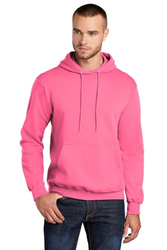 Port & Co Core Fleece Pullover Hooded Sweatshirt-PC78H-M-Neon Pink