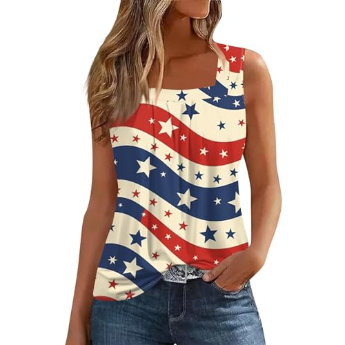 XPSJBBB 4Th of July Shirts Women Independence Day Square
