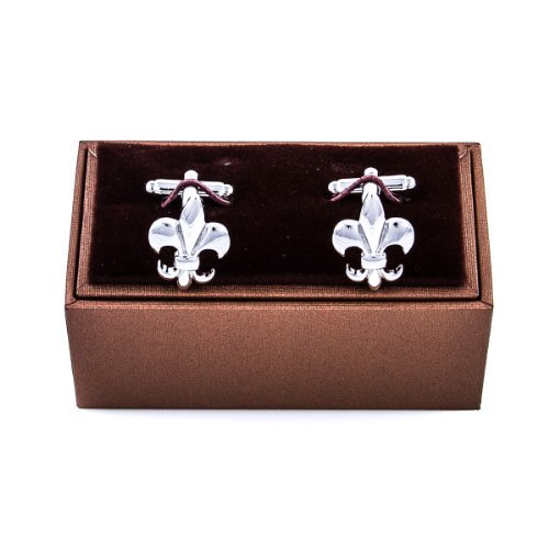 Mancuernillas clásicas Fleur De Lis con estuche de regalo miniatura 2