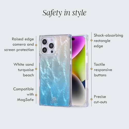 Image of COCOMII Rectangle for iPhone 16 Pro Max Case, Turquoise Real Motherofpearl