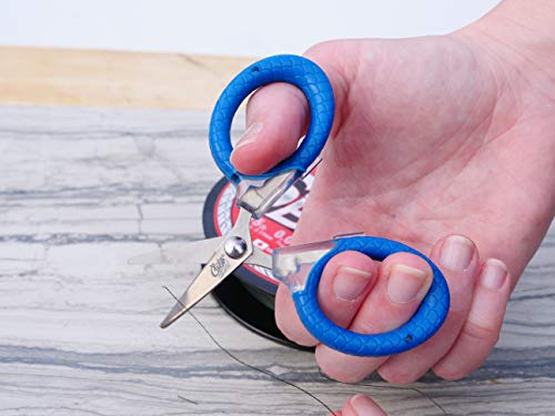 Cuda 3-Inch Titanium-Bonded Micro Fishing Scissors For Mono, Fluorocarbon & Braided Line With Dual Serrated Edges (18826), Blue #TOP2