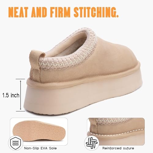 Image of FITORY Women's Suede Slipper Platform Short Mini Boots for Winter | Fur Fleece, Casual Comfortable Shoes, Breathable and Warm, Cozy & Lightweight for Indoor and Outdoor