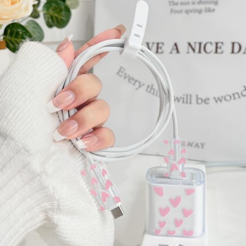 Protector de cargador iPhone 20W suave transparente que evita roturas del cable USB C 5