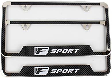 Lolosale Carbon Fiber Vinyl Decal Stainless Steel Metal F Sport Sport License Plate Frame Cover Holder for Lexus F-Sport (2)