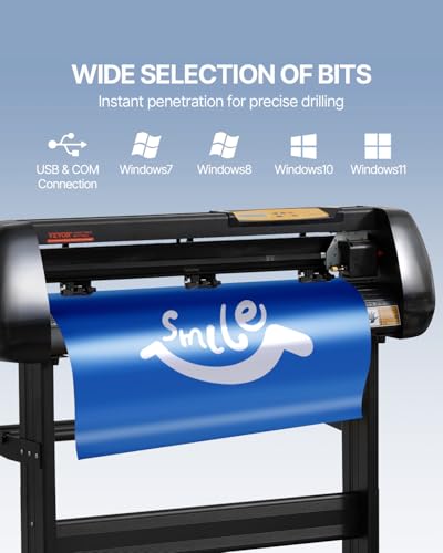 Image of VEVOR Vinyl Cutter Machine, Upgraded 28 Inch Paper Feed Cutting Plotter Bundle, Adjustable Force & Speed Vinyl Printer with Powerful Stepper Motors, Signmaster Software Compatible with Windows System
