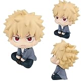 DAYIYUE MHA - Figura de anime Katsuki Bakugo de 10 cm, figura de héroe Bakugo Katsuki Chibi, cabeza giratoria, postura sentada, modelo para decoración de escritorio y regalo coleccionable