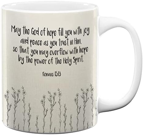 TJ Originals Romanos 15:13 May The God of Hope Fill You Regalos para ella – Vaso de graduación con versículo bíblico – Taza de cerámica de 11 oz –