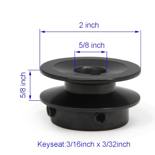 Yeebyee YE031-1 Ak20-5/8 Inch Bored Single Groove Web Sheaves 2.0 Inch Od 5/8"Bore V-Belt Sheave Cast Iron Belt Pulley thumb #2