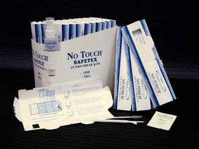 230110 - Pap Smear Kit with 1 Slide, Wood Scraper, Cytology Brush, Fixative Pouch - Safetex NO-Touch Pap Smear Kits, Andwin Scientific - Case of 500