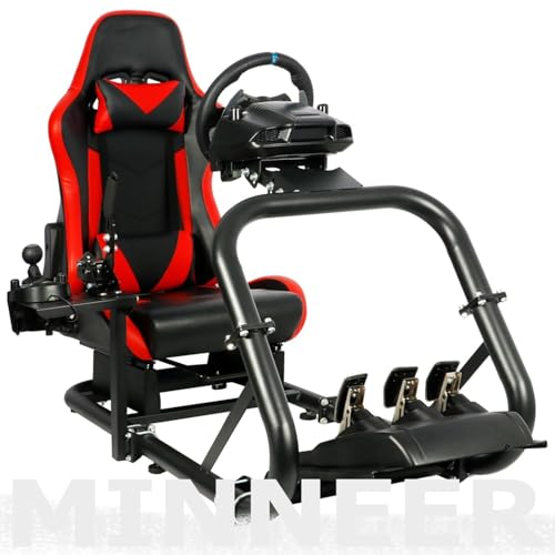 Minneer Racing Simulator Cockpit Rennsimulator Cockpit Lenkradständer mit Rennsitz passend für Logitech G25 G27 G29 G920 G923,für Thrustmaster T300RS TX, für Fanatec ohne Räder und Pedale