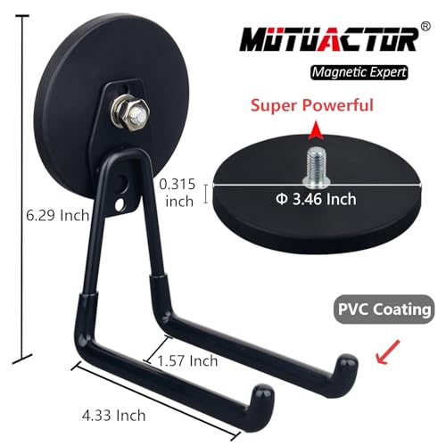 Image of MUTUACTOR Super Strong Magnetic Hooks,2pcs Powerful Magnetic Storage Hooks for Hanging Tools,Heavy Duty Magnetic Garage Hooks for Organizing Power Drill Drivers,Tool Box,Chest or Metal Cabinet