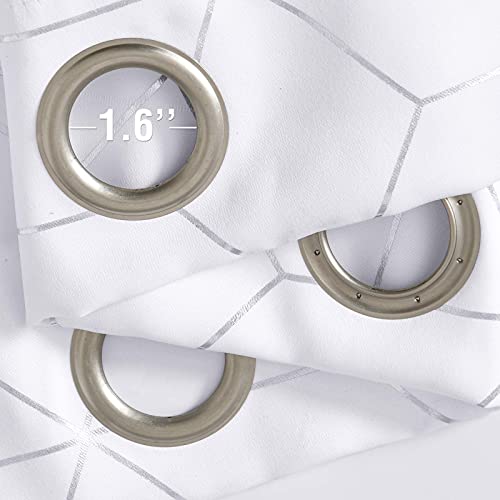 Vangao White Curtains 84 Inches Length 2 Panels For Living Room Bedroom Silver Diamond Foil Print Light Filtering Grommet Top Window Drapes #TOP5