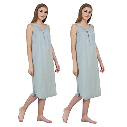 Image of BLAZON Women's Cotton Hosiery Solid Maxi Nighty Slip (Pack of 2) Available Sizes: S, M, L, XL, 2XL, 3XL, 4XL, 5XL