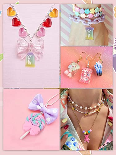 Kalolary 90Pcs Candy Pendant Charms Colorful Polymer Clay Sweet Lollipop Charms Bear Charm Cute Ice Cream Pendant Ornaments For Women Girls Necklace Bracelet Diy Jewelry Craft Making #TOP3