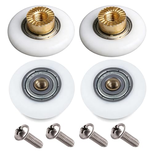 Shower Door Rollers 4 Pack - 19mm Replacement Wheels with M4 Screws Stainless Steel Bathroom Sliding Door Runners for Smooth Quiet Gliding