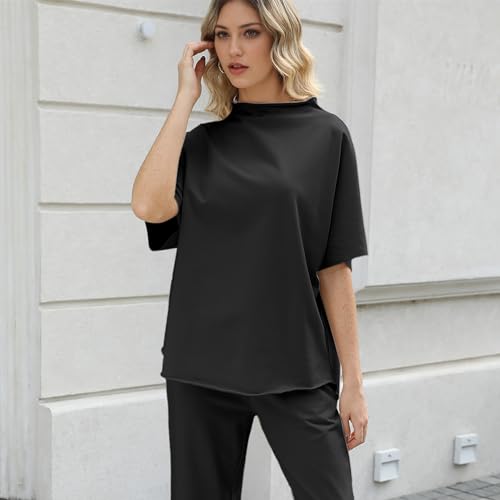 Womens Tops Batwing Sleeve Mock Neck T Shirts Oversized Tees Maternity Workout Casual Blouses Trendy Y2K Outfits4