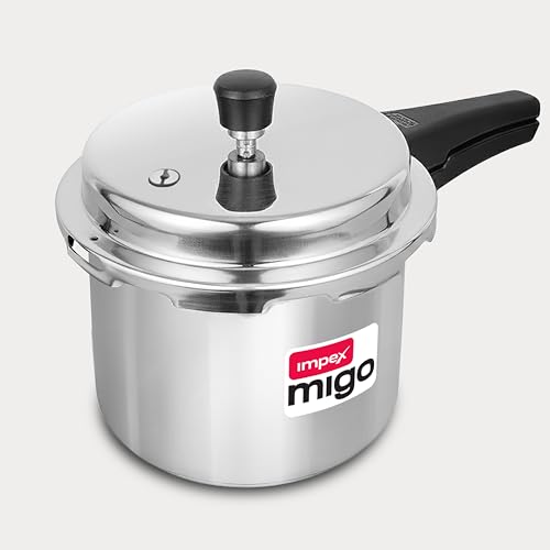 Impex 3 Litre Aluminium Pressure Cooker With Outer Lid | Induction And Gas Stove Compatible Pressure Cooker For Healthy Cooking | ISI Certified | 5 Years Warranty, Silver