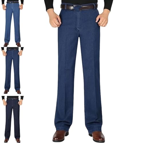 Lunifit Men's Jeans, Men's Timeless Straight Fit Stretch Jeans for Older Men Denim Pants with Pocket