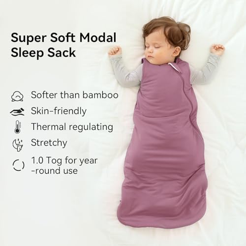Image of BubblePanda Modal Sleep Sack 2t-3t 0.5 Tog Super Soft Toddler Sleep Sack 24-36 Months for Babies Summer Lightweight 2-Way Zipper Baby Wearable Blanket