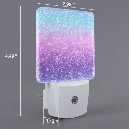 Image of Colorful Rainbow Lightpurple and Pink and Blue LED Plug-in Night Lamp 2 Piece Set, Auto Sensor Emergency Nightlights Set of 2 for Dawn /Dusk Bedroom Kitchen Bathroom Stairs Hallway Toilet
