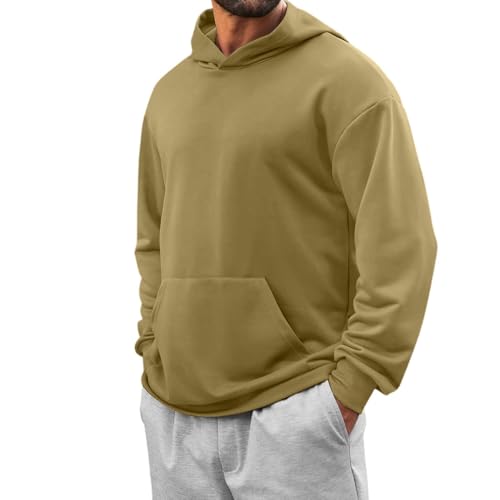Men's Oversized Casual Hoodies, Fall Basic Long Sleeve Comfy Pullover Tops Going Out Daily Sweatshirts with Pockets