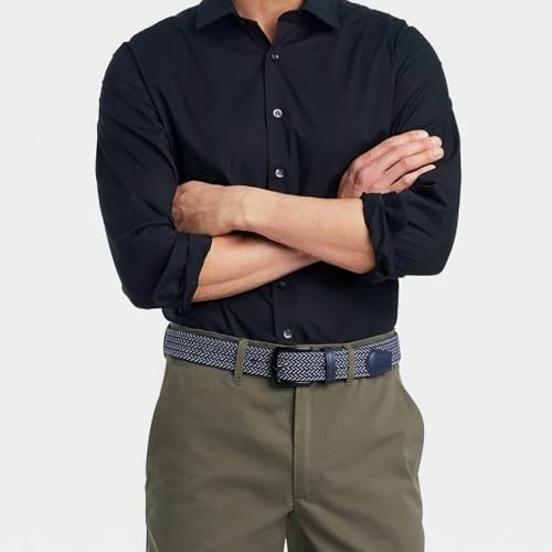 Image of SUOSDEY Men Stretch Braided Belt, Elastic Belt for Jeans Pants Casual Golf Belt 1 3 /8 inch