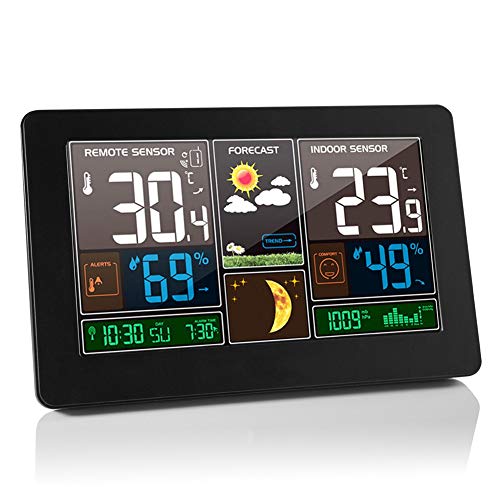 Multifunktions-Wetterstation Mit Kabellosem Innen- Und Außensensor Digitaler Wecker-Prognosestation Genaue Temperatur- Und