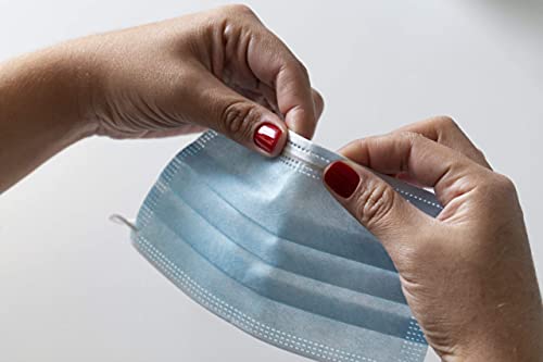 Mascara descartavel Cirurgica ANVISA Azul tripla com clip nasal Higiene E Proteção De Rosto caixa 10