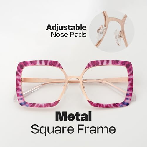 Image of Zeelool Fashion Glasses Frame for Women, Metal Square Eyeglasses Eyewear Frame with Non-prescription Clear Lens ZJGM150137