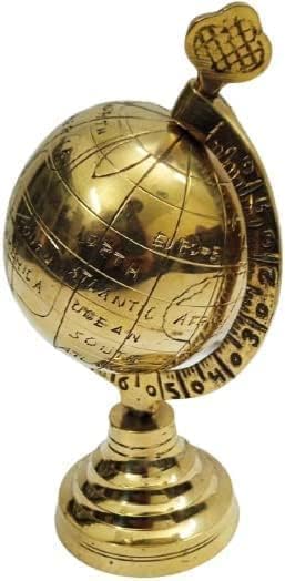 Brass Golden Polish Large 3.5" Small 2" Solid Brass Globe Showpiece,Brass Armillary Sphere Decor Nautical Office, College, Table Top Brass Decor