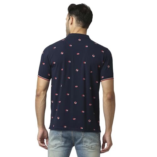 Image of Pepe Jeans Men's Leon Allover Print Loose Fit Polo T-Shirt