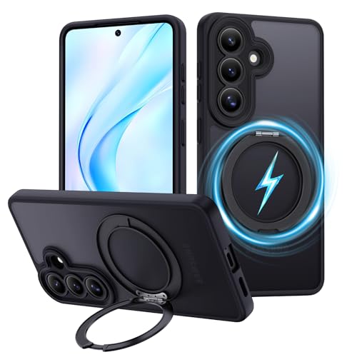 Aunote galaxy s26 �P�[�X �����J�����ی� 360°��]�X�^���h MagSafe�Ή� ���^ �y�� �ČRMIL�K�i �ϏՌ� ���ϖh�~ �X�}�z�P�[�X �M�����N�V�[s26 �P�[�X �J�o�[ �u���b�N