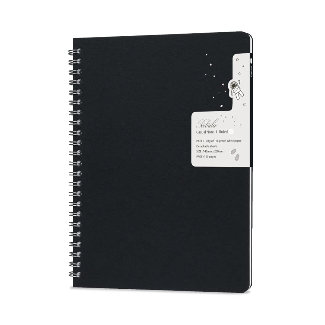 Nebula Note Casual by Colorverse - Black - 5.7 x 8.2 Soft Cover Notebook - 120 Pages (90gm2), Ruled(NN-CASUAL-BLACK-R)      Office Product