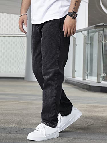 Image of AVANOVA Men's Slant Pocket Wide Leg Jeans - Casual Loose Fit Denim Pants, Cotton Blend Trousers with Slant Pockets for Daily & Streetwear (Jeans-139)