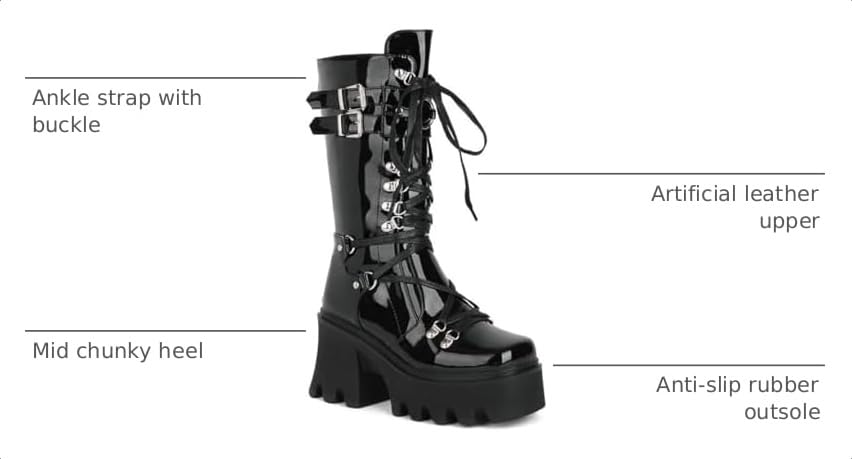 Image of Ulalaza Women Mary Jane Dress Pumps Lolita Shoes Cute Platform Gothic Double Ankle Strap Round Toe Chunky Heel Uniform Pumps Shoes Perfect for School Party Business Work Dance Date Night Club