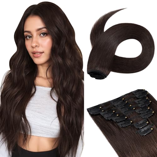 Image of Benehair Clip in Hair Extensions Real Human Hair, Black Hair Extensions Clip in Human Hair for Women, Long Straight, Remy Natural, Full Head 8pcs 20inch #1B Natural Black