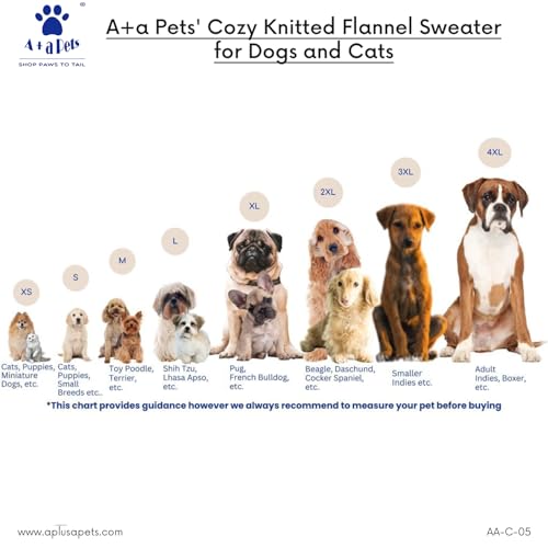 Image of A+a Pets' Cozy Knitted Flannel Sweater - Soft, Warm, Comfortable Fleece, Cold Weather Clothes for Dogs and Cats (XS, Polka Blue)