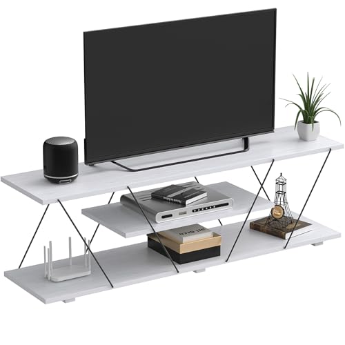 Listado de Departamento de blancos para comprar hoy. 42 KINTOP Muebles para TV 55-65 Pulgadas, Centro de Entretenimiento para tvs de tre Niveles, Muebles para Sala con función de organizar Objetos cotidianos, Repisa para TV...