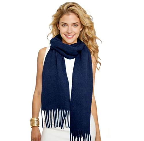 SRLLBBY Winter Soft Long Scarf Pashmina Shawls and Wraps Warm Large Scarves for Men Women Evening Dress Wedding Bridesmaids (Navy)