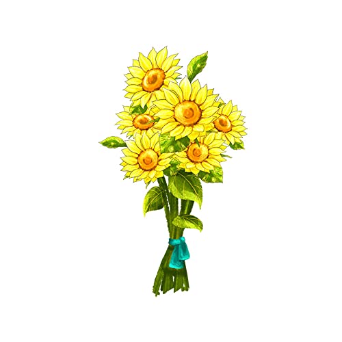 Etiqueta engomada de la acuarela del arte del girasol Decoración del hogar Calcomanía del refrigerador del inodoro de la sala de estar, QCF54-28, 15 cm (5,9 pulgadas) Cover