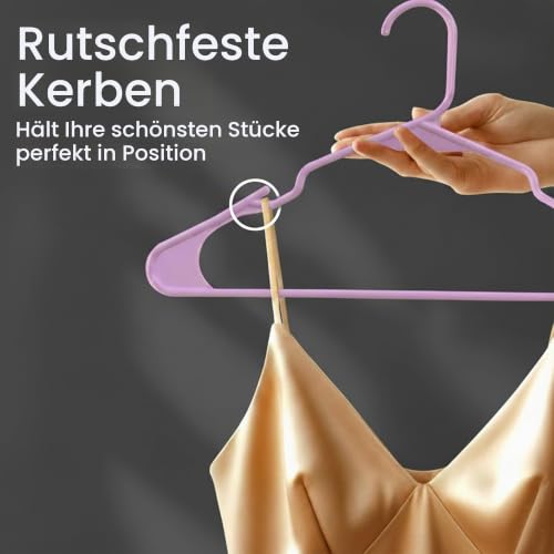 Utopia Home 50er-Pack Kunststoffbügel Platzsparende, langlebige Bügel mit Schulterrillen, rosa – Ansicht 3