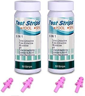 100Pcs Pool Test Strips,6-in-1 Spa Test Strips, Swimming Pool PH Test Strips for Total Chlorine, Free Chlorine, Total Alkalinity, Cyanuric Acid, Total Hardness for Hot Tubs Water Quality Testing