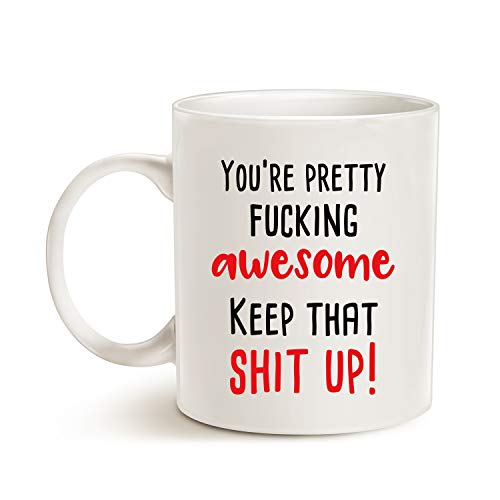 This Funny Saying Quote Coffee Mug, You're Pretty Awesome Present for Friend Cute Cup White, 11 Oz