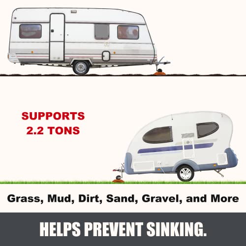 SecurityMan Trailer Wheel Dock Chock - Prevents Jack from Sinking into Mud, Dirt, Grass, Etc. - Supports 4400lbs with Easy to Position Rope Handle - Trailer Tongue Jack Wheel Chock - Orange