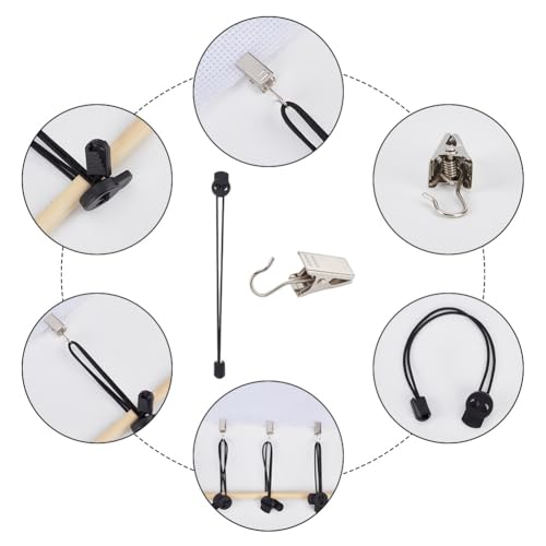 Image of DELORIGIN 10 Set Stretch Clip for Cross Stitch, Black Iron Rectangular Side Tensioners Clips for Scroll Frames, Embroidery Frames Needlework