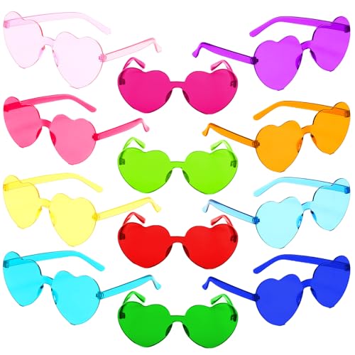 Heart Shaped Sunglasses Rimless Colorful Heart Glasses Bachelorette Party Favors (Mixed Color B)