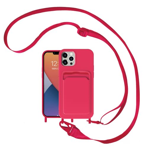 Coque antichoc iPhone 14 Pro Max silicone avec cordon pour éviter les chutes rose