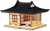 Youngmodeler Mini Tile Roofed House 2 Compartsments, Wooden Creative Model Kits, Detailed Model Kits for Enthusiasts and Collectors 미니기와두칸