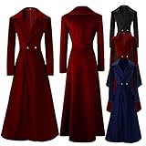 Manteau Femme Long Gothique Smoking Vintage Veste Steampunk Manche Longue Coupe Ajustée Deguisement Femme Adulte Médiéval Quode De Mort Redingote Uniforme Renaissance Victorienne